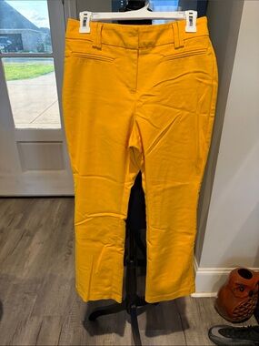 New York & Company Bright Yellow Cropped Dress Pants